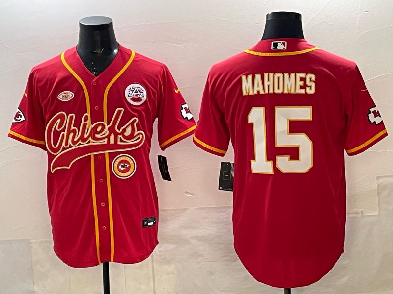 Men 2025 Nike Kansas City Chiefs #15 Mahomes Red 3th generation Joint Name Limited NFL Jersey 004-0